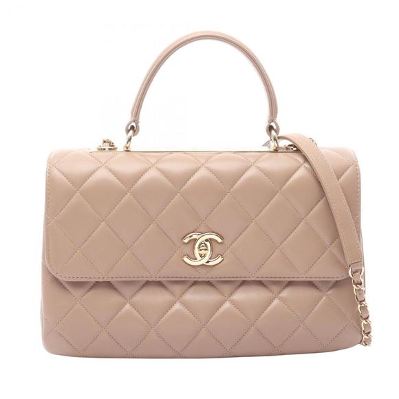 CHANEL Trendy CC Top Handle Handbag in Lambskin Leather, Beige - Picture 1 of 11